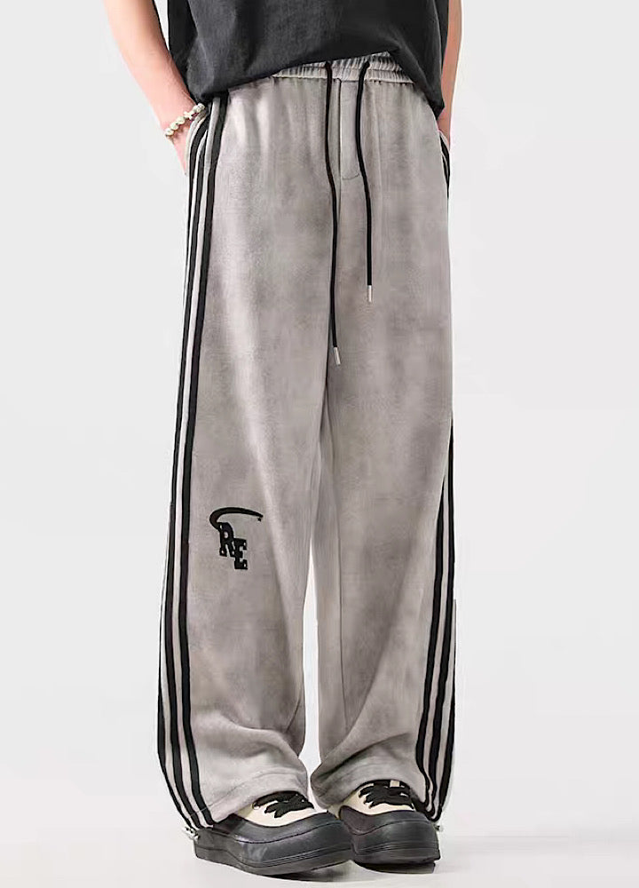 Striped Wide-Leg Track Pants - chiclara