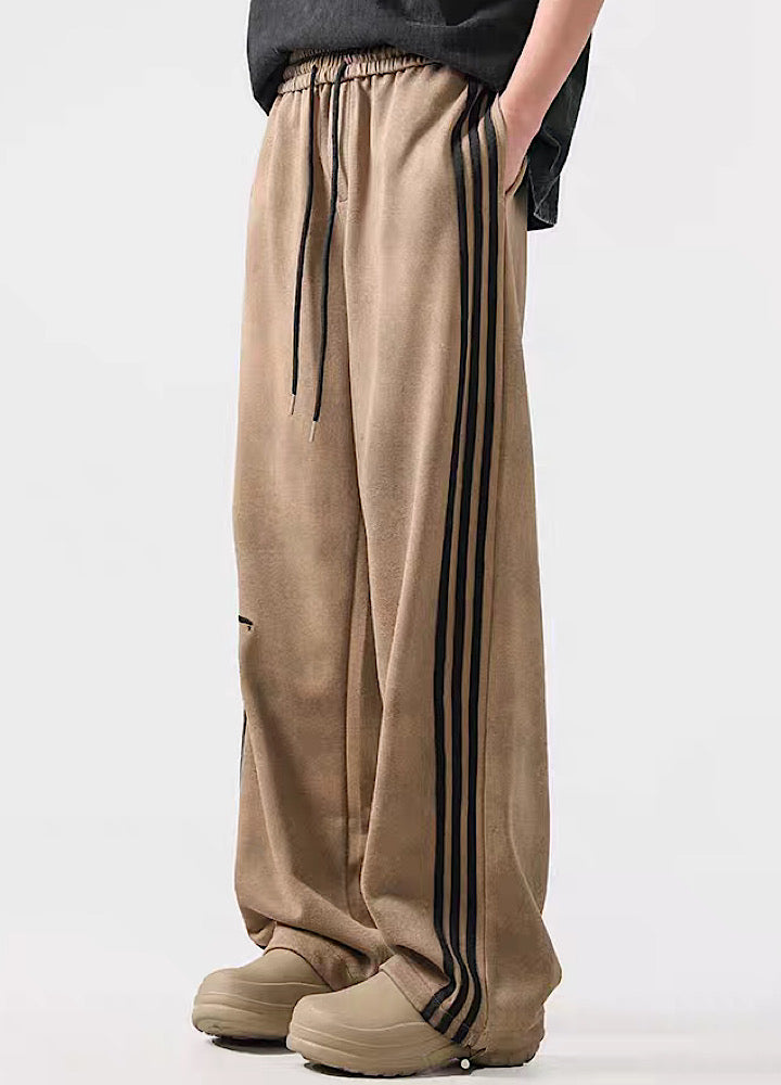 Striped Wide-Leg Track Pants - chiclara