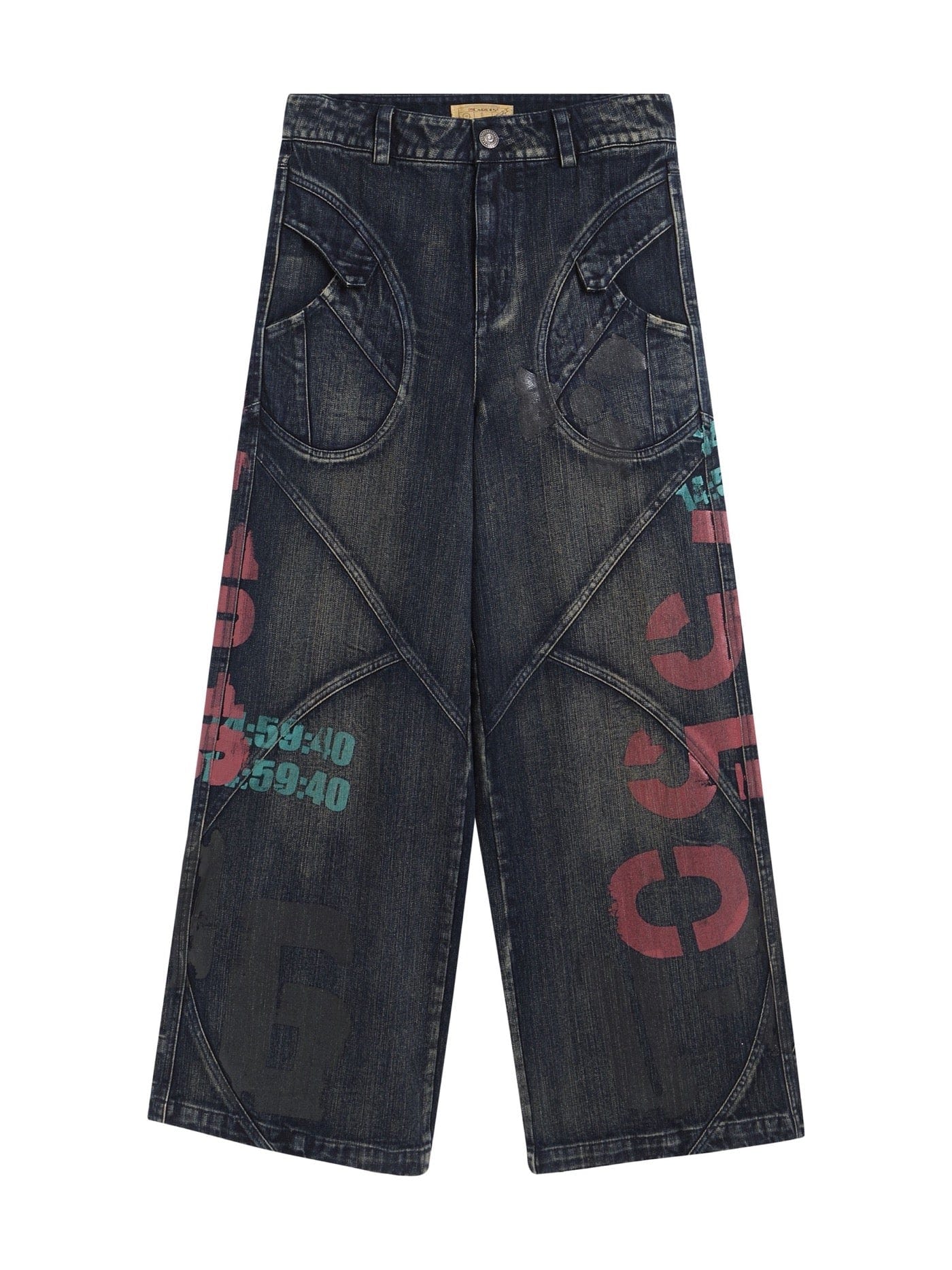 Jeans de pierna ancha de graffiti