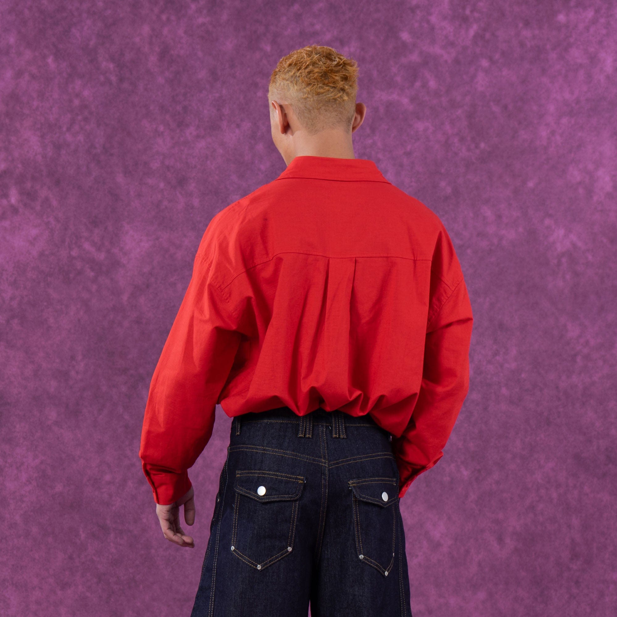 Red Embroidered Logo Button-Up Shirt