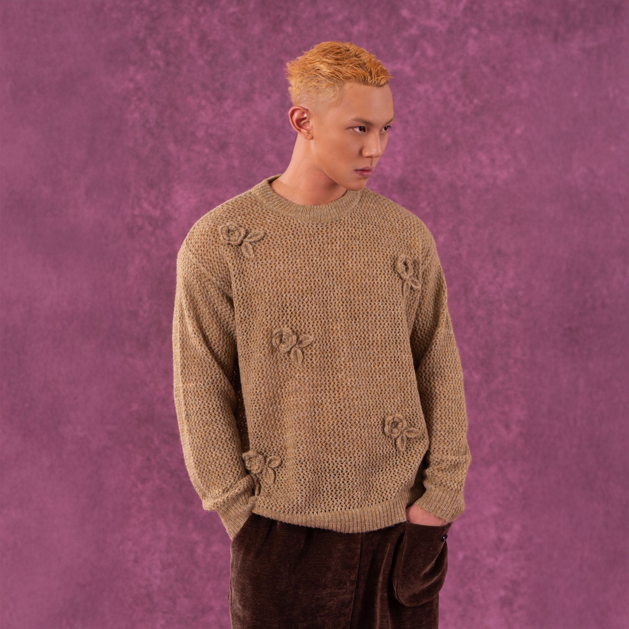 Crochet Floral Knit Sweater