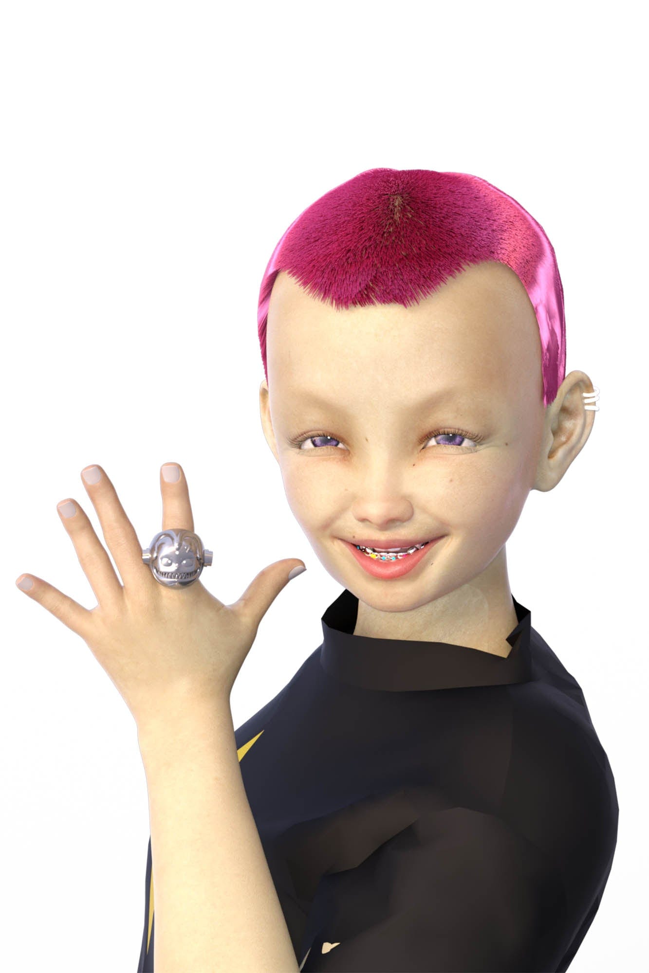 Silver Robot Skull Statement Rings