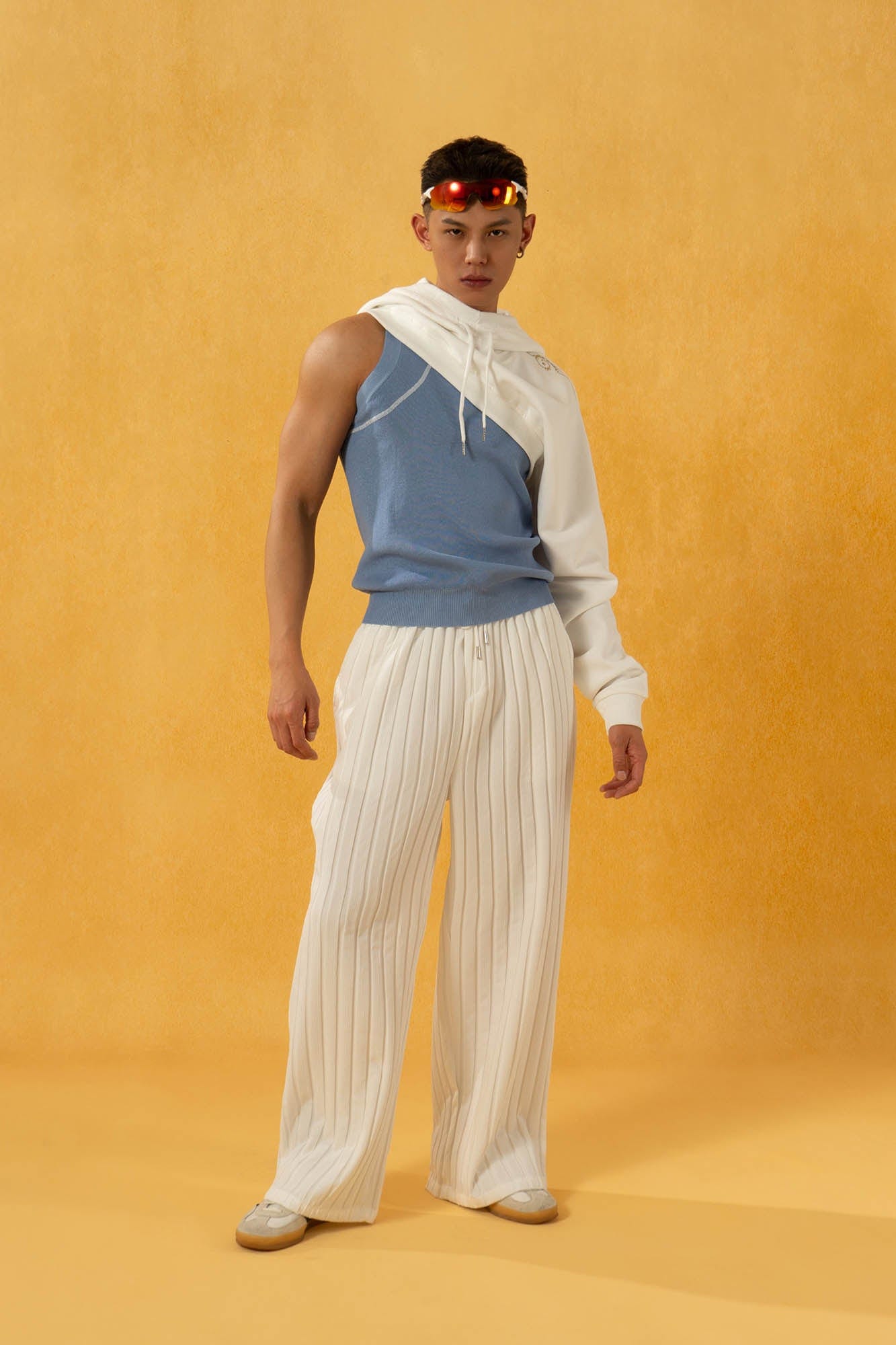 Asymmetrical Layered Top with Hoodie Sleeve