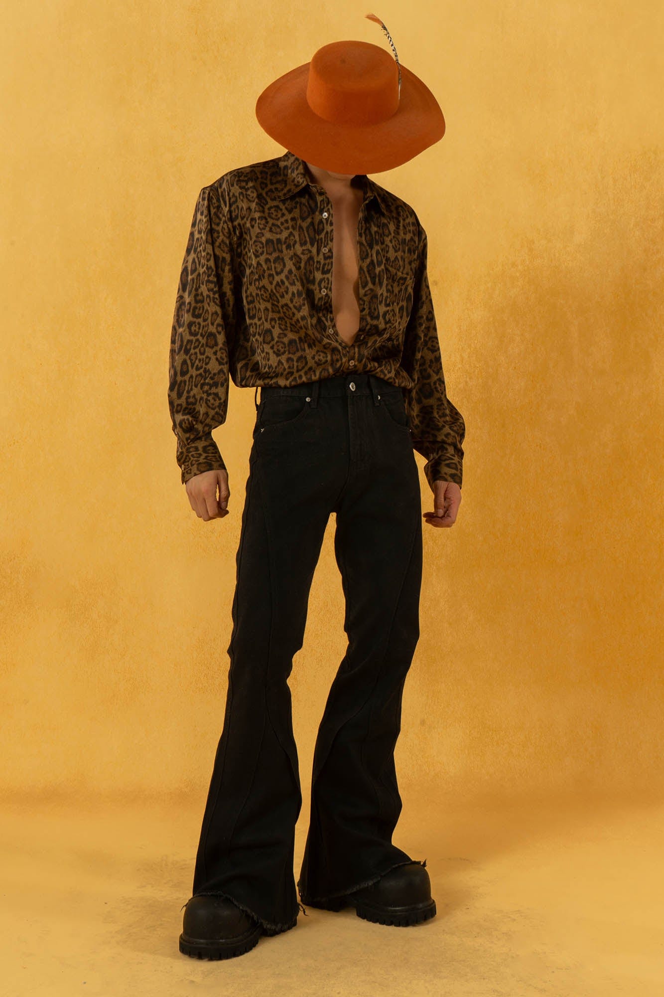 Black Slim Flared Raw Hem Jeans