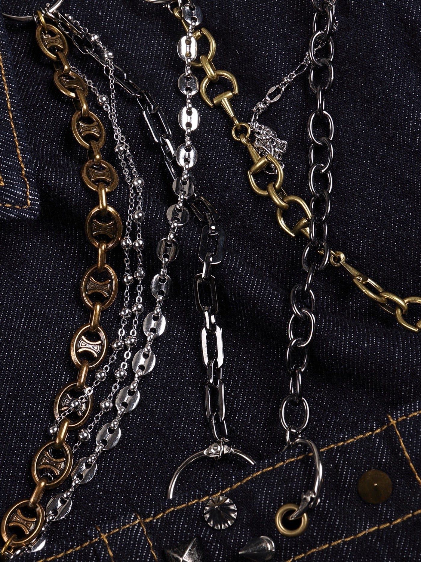 Veste en jean de harnais de chaîne