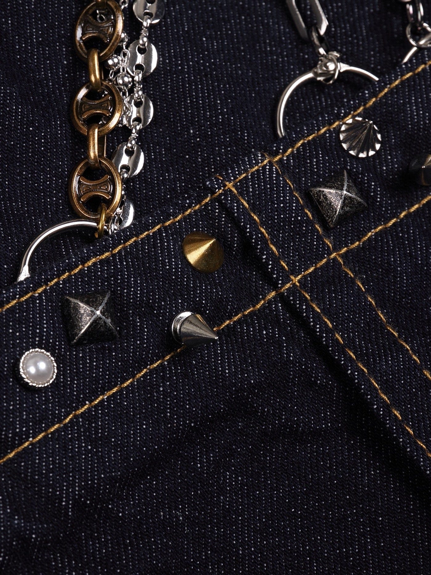 Veste en jean de harnais de chaîne