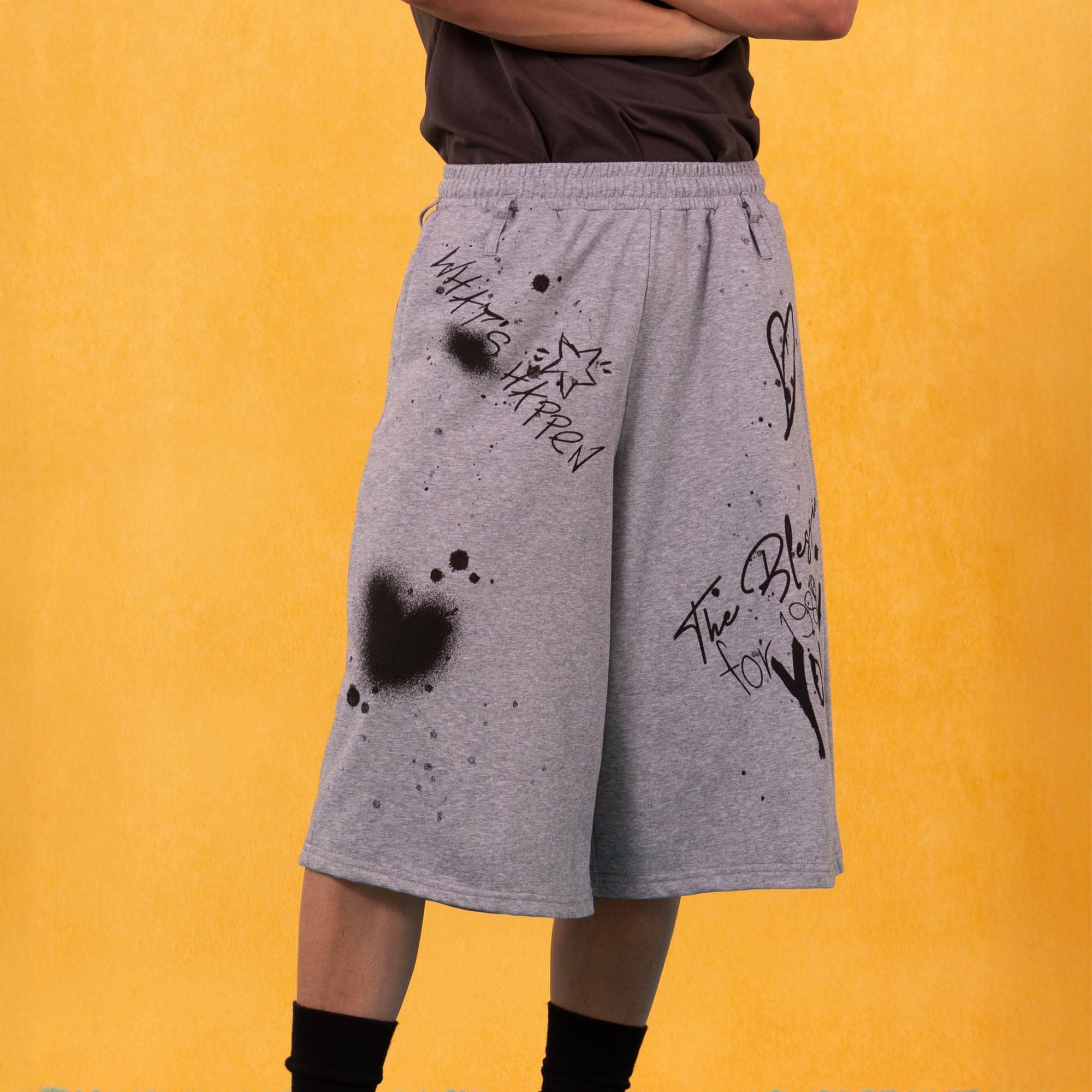 Graffiti Spray Print Sweat Shorts