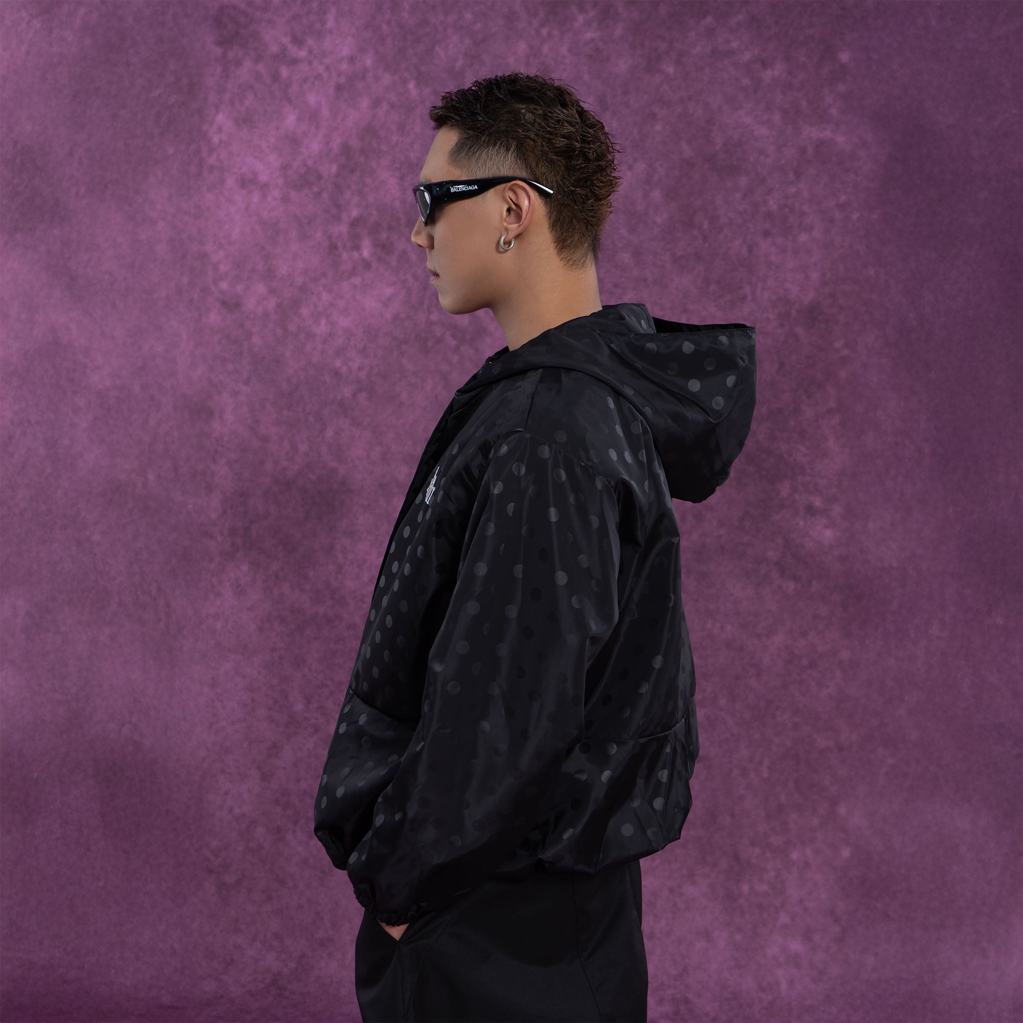 Black Dot Pattern Windbreaker
