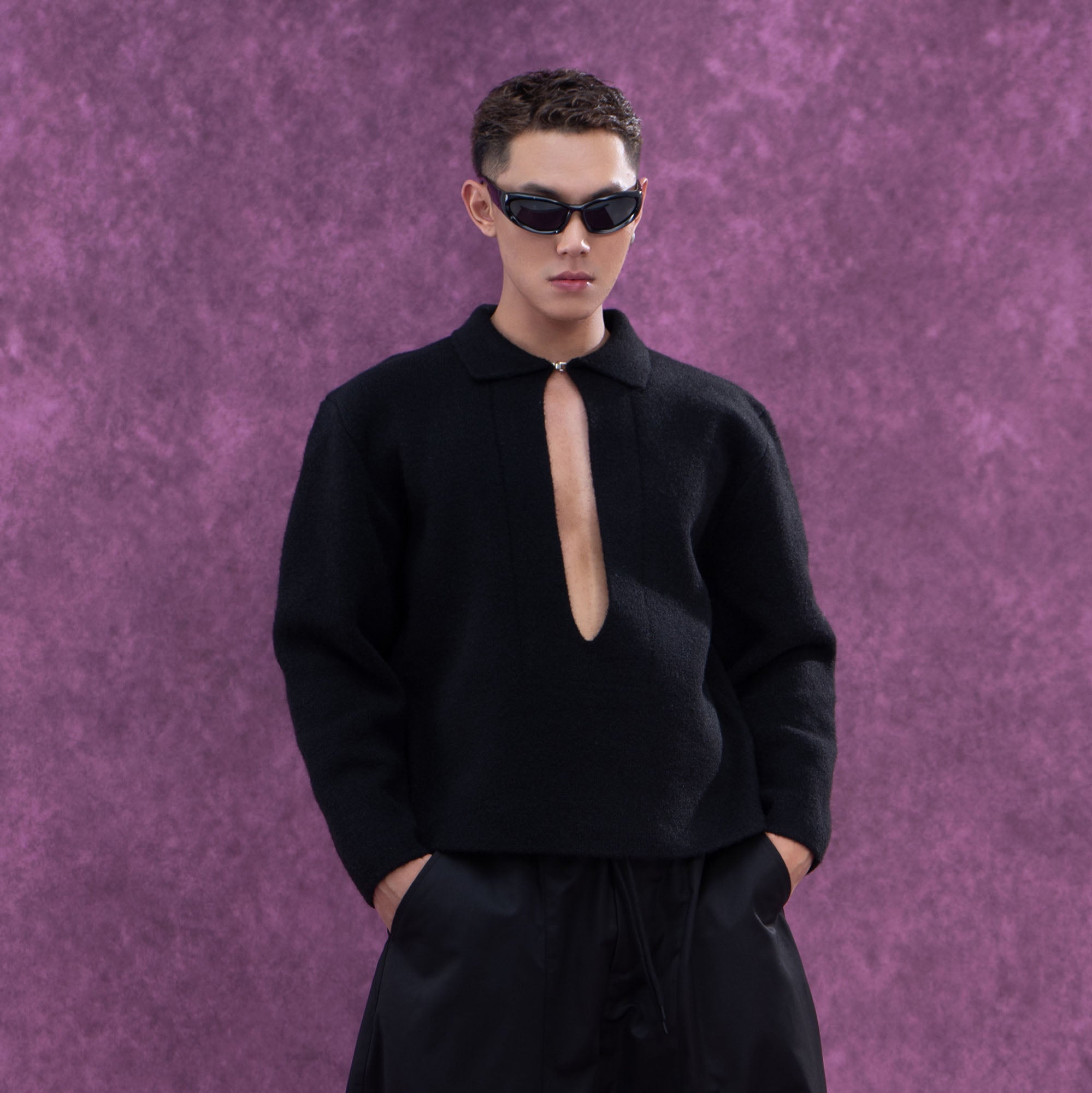 Deep V-Neck Wool Pullover