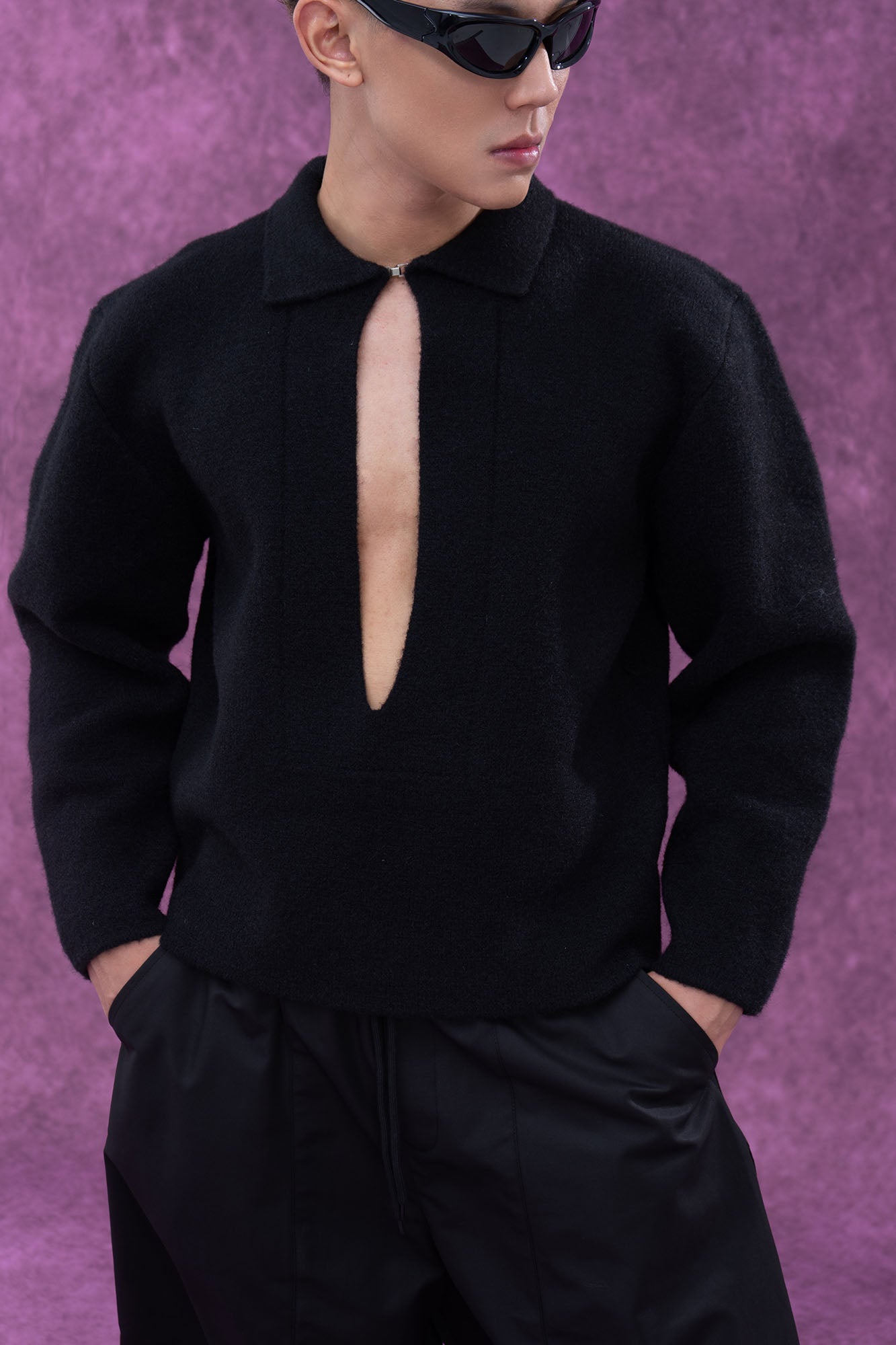 Deep V-Neck Wool Pullover