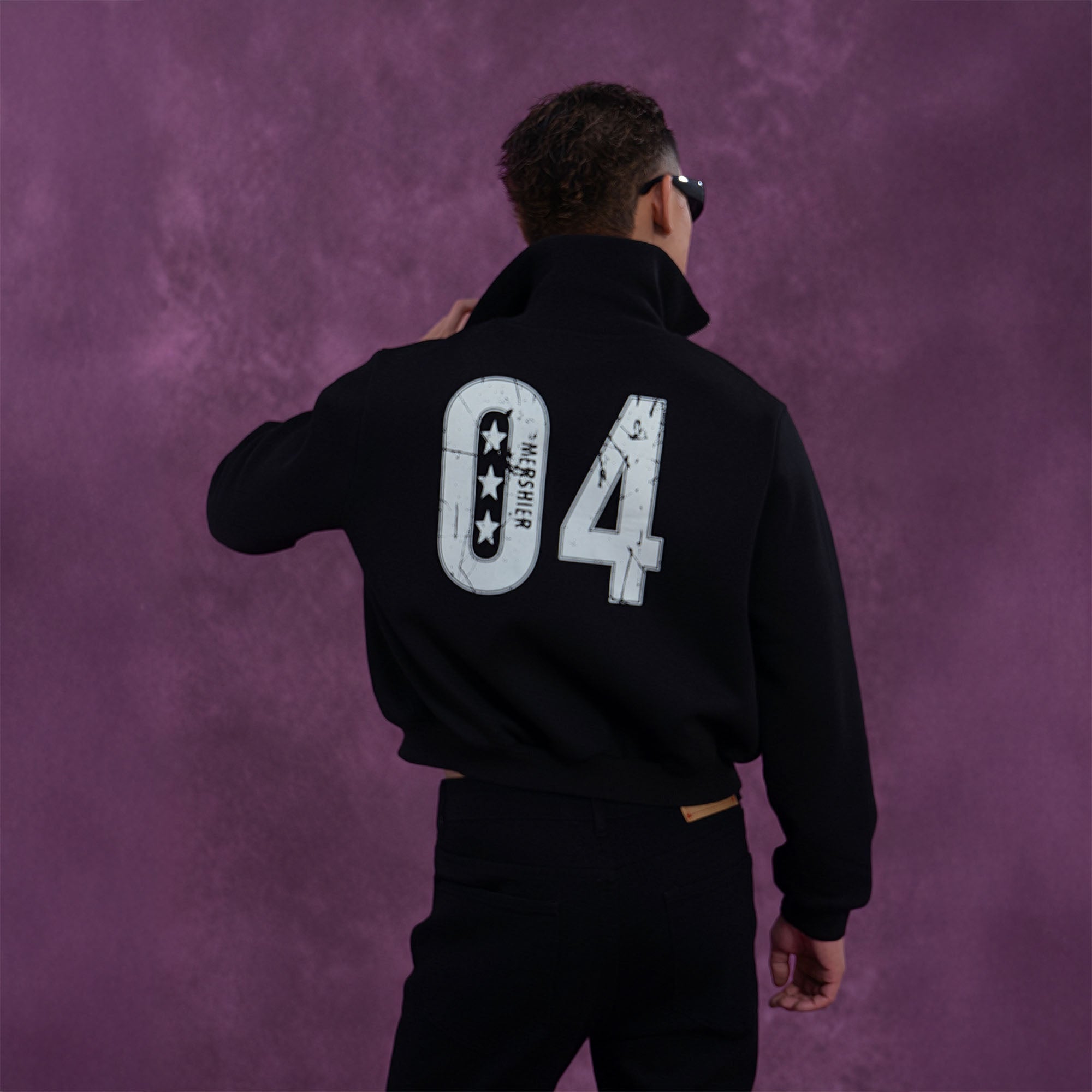 Star & 04 Graphic Zip-Up Sweatshirt