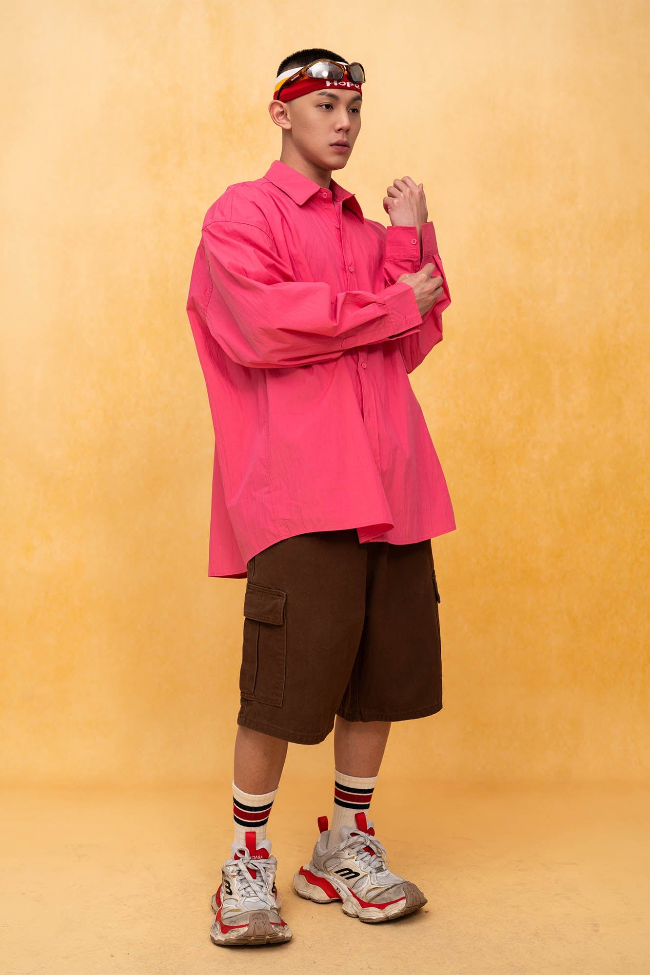 Oversized Crinkled Button-Up Shirt