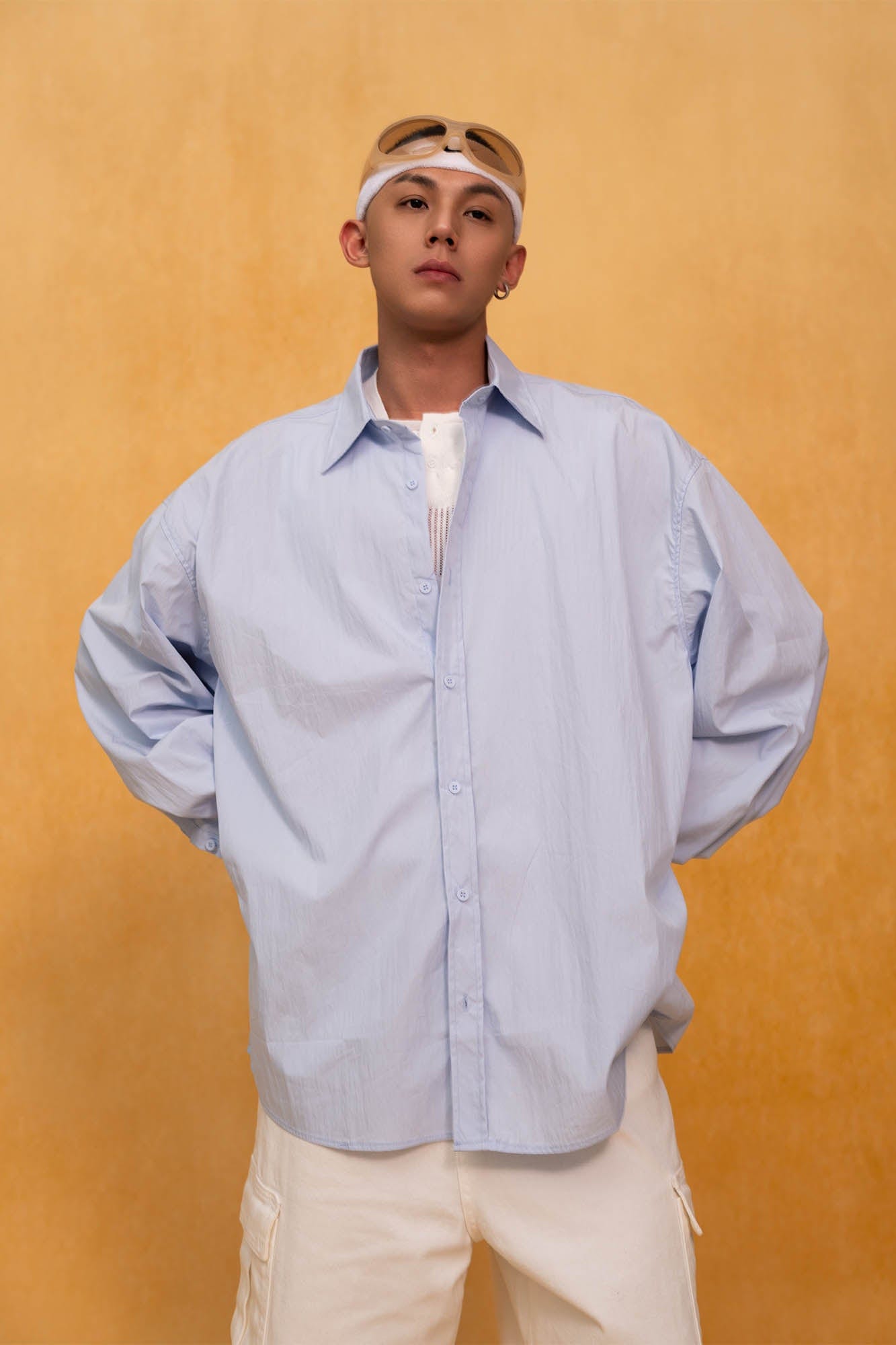 Oversized Crinkled Button-Up Shirt