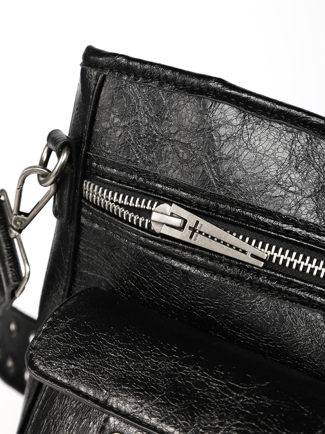 Studded Strap Textured Leather Bag