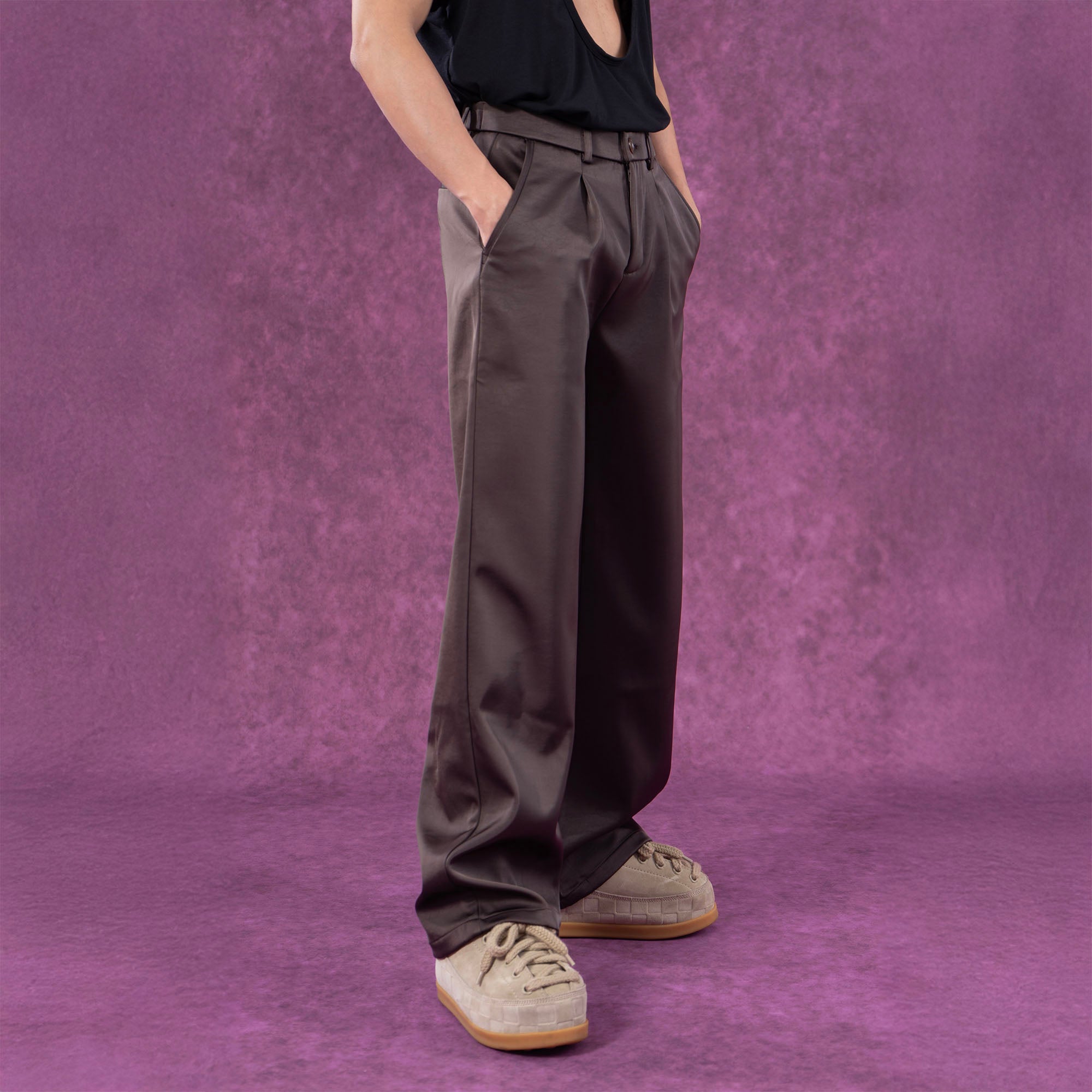 Satin Pleated Trousers