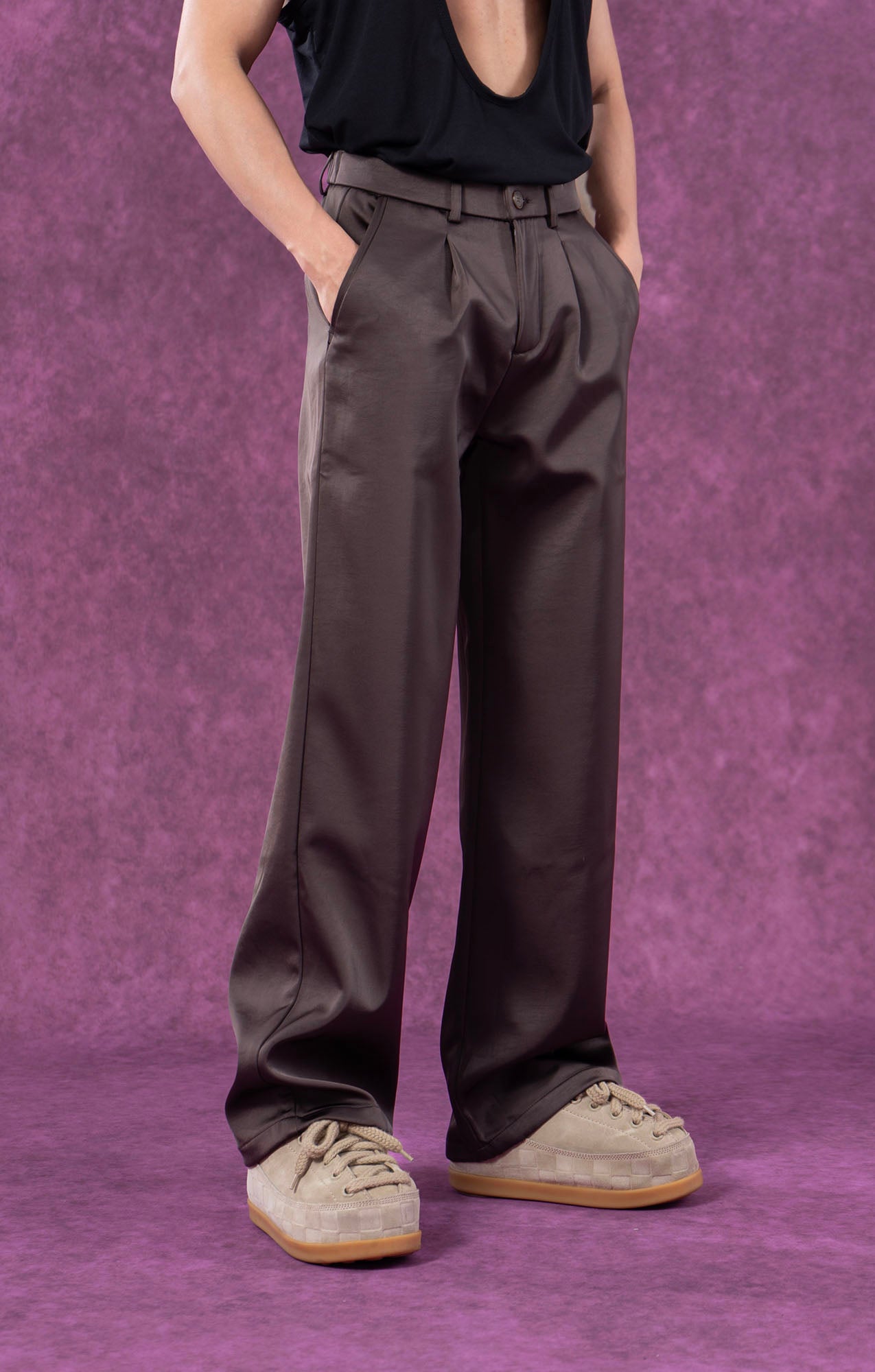 Satin Pleated Trousers
