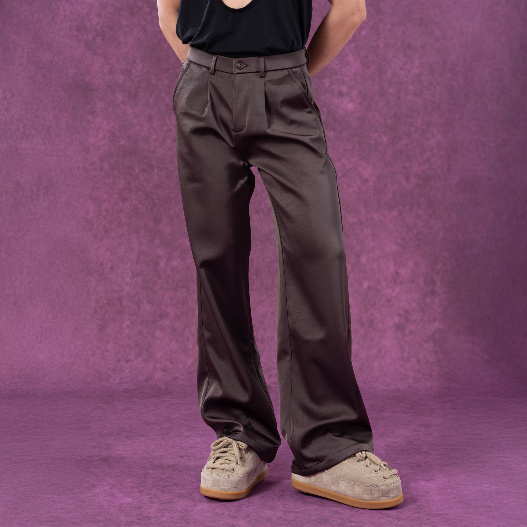 Satin Pleated Trousers