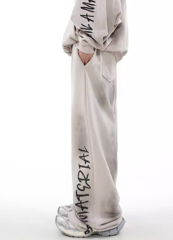 Urban Rebel Graffiti Wide Leg Sweatpants - chiclara