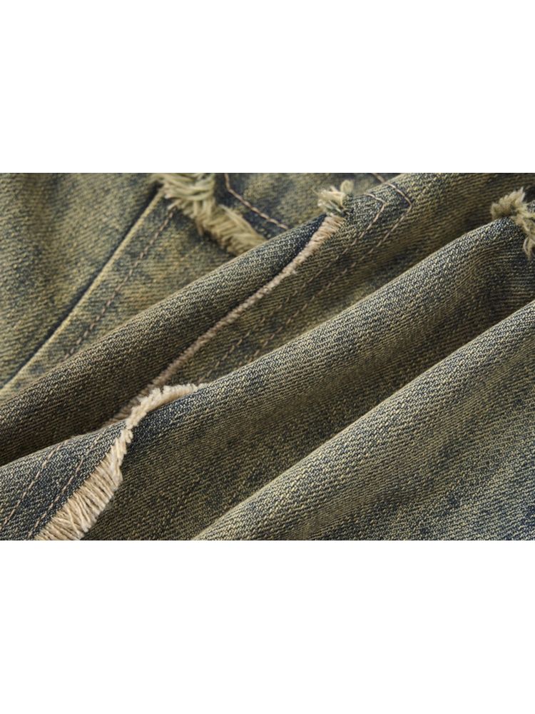 Veste de corset en jean en détresse