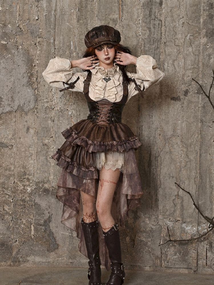 Blusa de manga de volante victoriano
