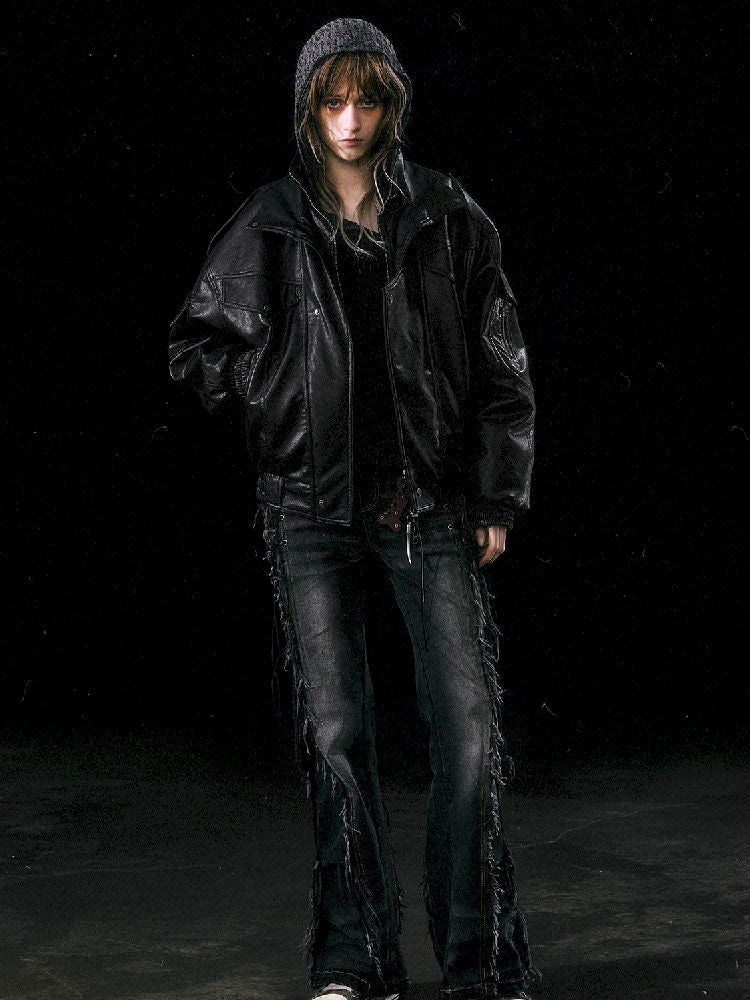 Removable Faux Fur Leather Biker Jacket