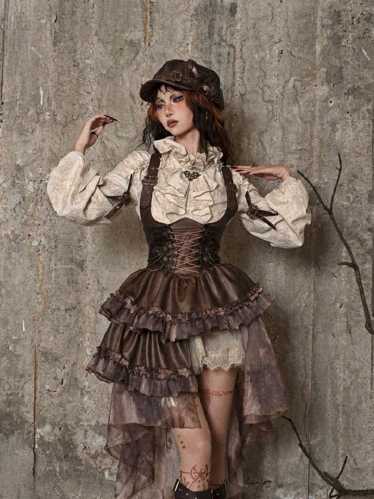 Blusa de manga de volante victoriano