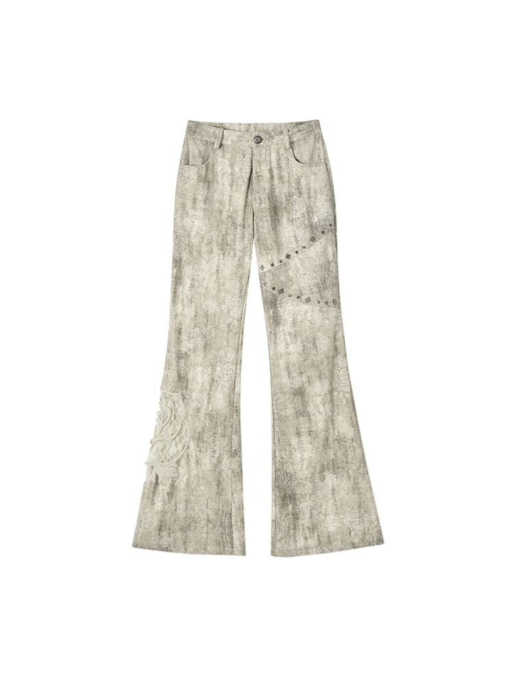 Pantalon à imprimé rose métallique