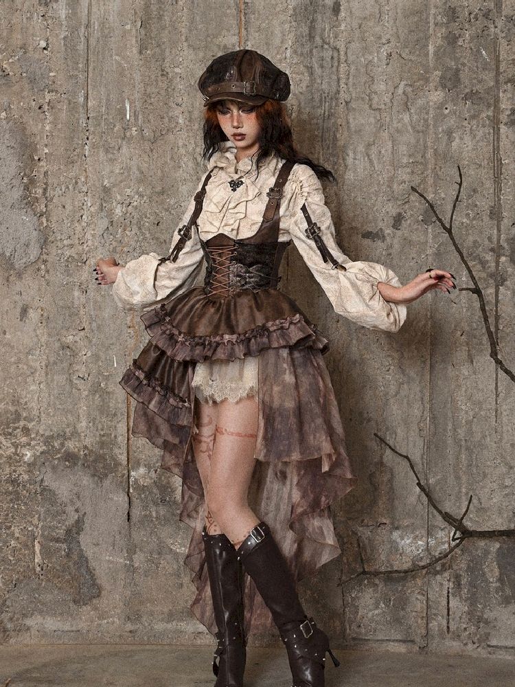 Blusa de manga de volante victoriano
