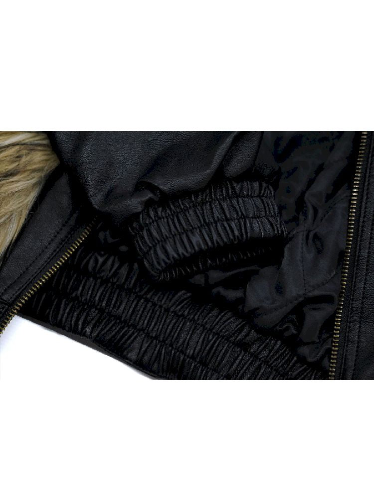 Removable Faux Fur Leather Biker Jacket