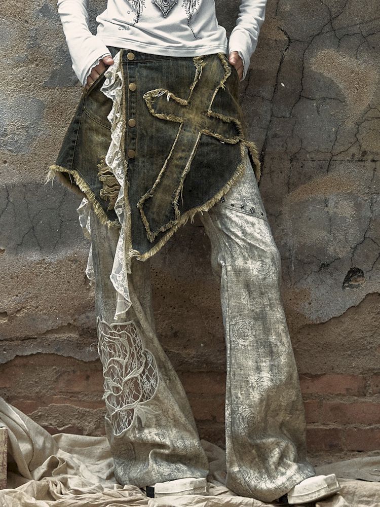 Pantalon à imprimé rose métallique
