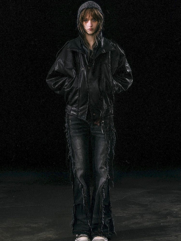 Removable Faux Fur Leather Biker Jacket