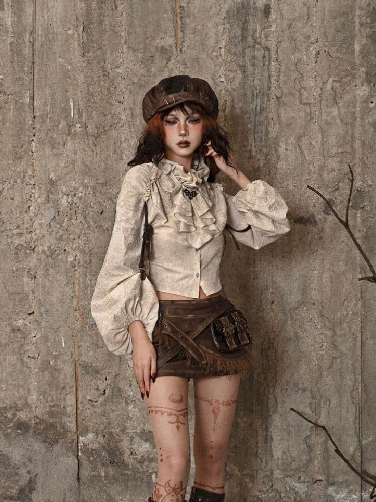 Blusa de manga de volante victoriano
