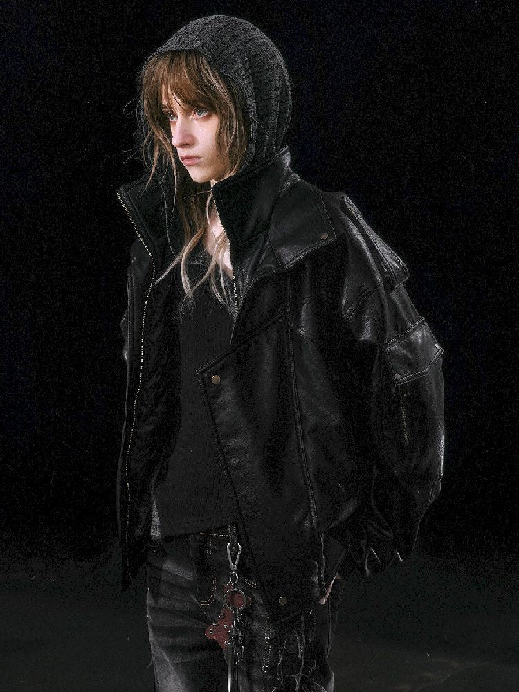 Removable Faux Fur Leather Biker Jacket