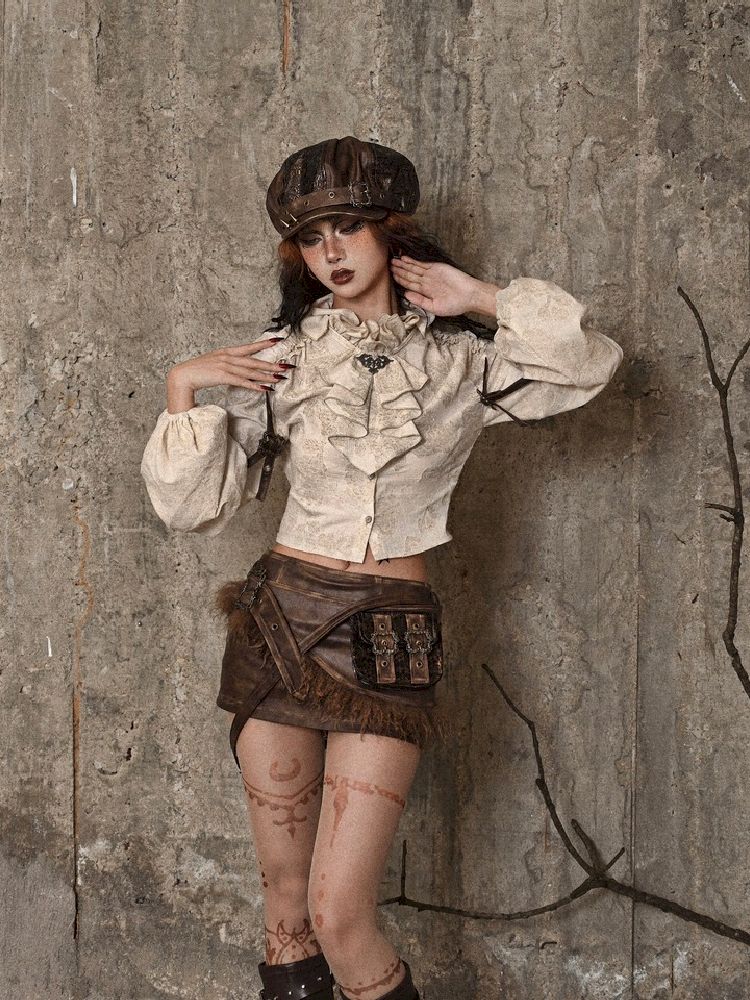 Blusa de manga de volante victoriano