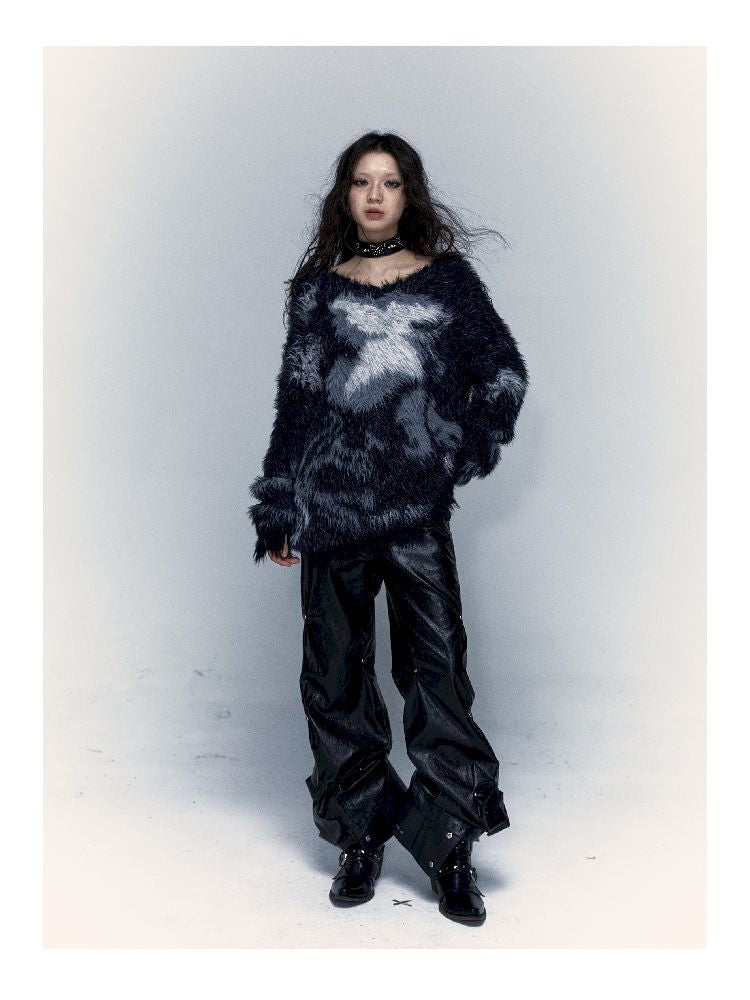 Kunstpelz -Grunge -Pullover