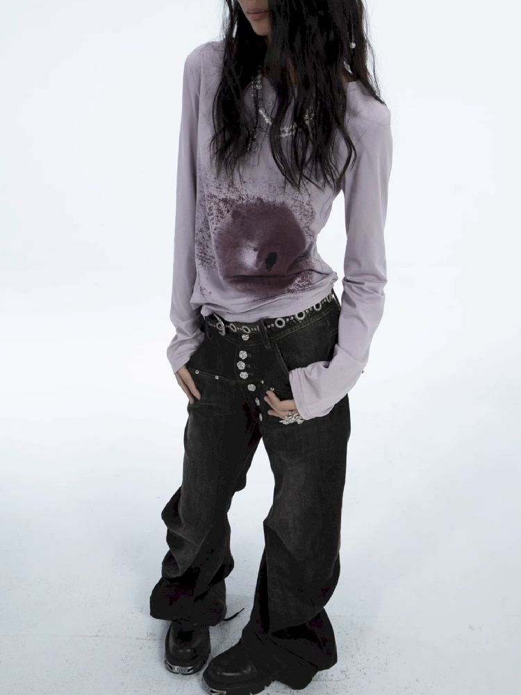 Statement Button-Fly Flare Jeans