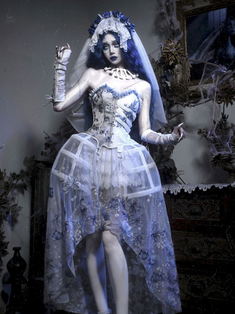 Gothic Ribbed Lace Corset Dress Set Gothic Ribbed Lace Corset Dress Set