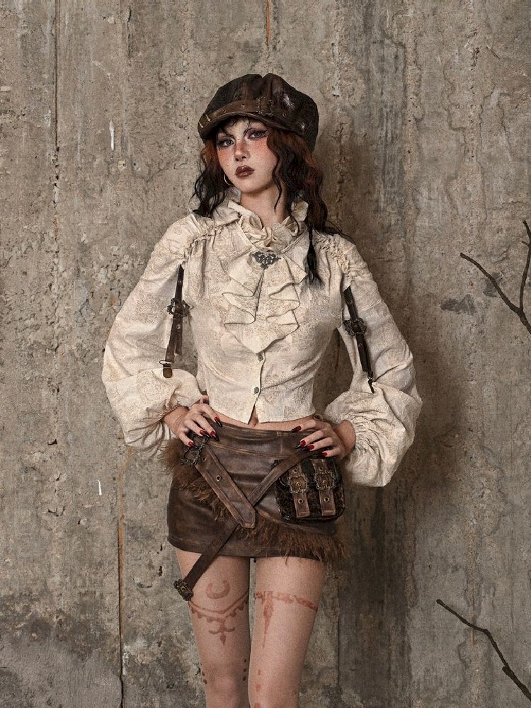Blusa de manga de volante victoriano