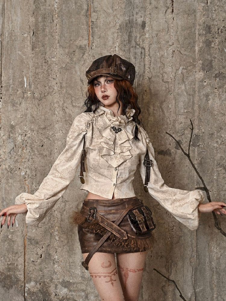 Blusa de manga de volante victoriano