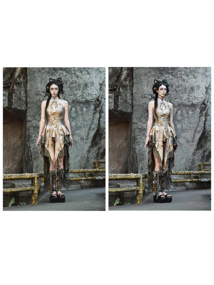 Falda asimétrica de múltiples niveles inspirados en victorianos