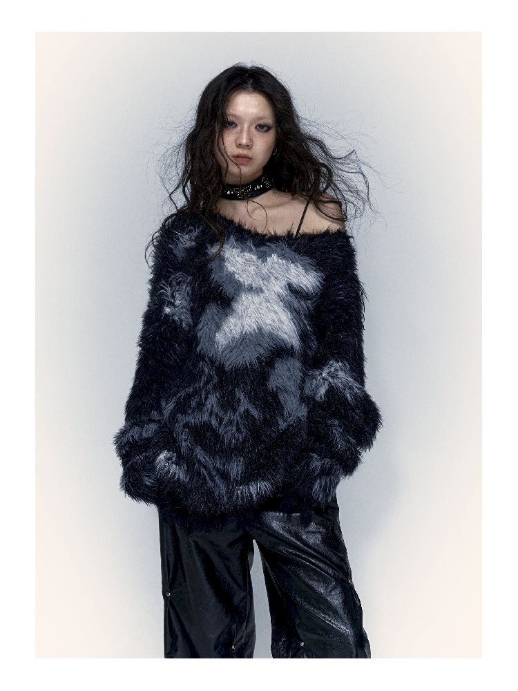 Kunstpelz -Grunge -Pullover