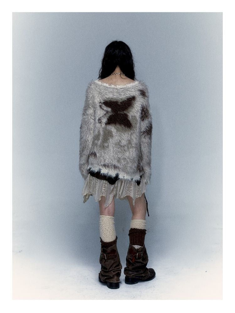Kunstpelz -Grunge -Pullover