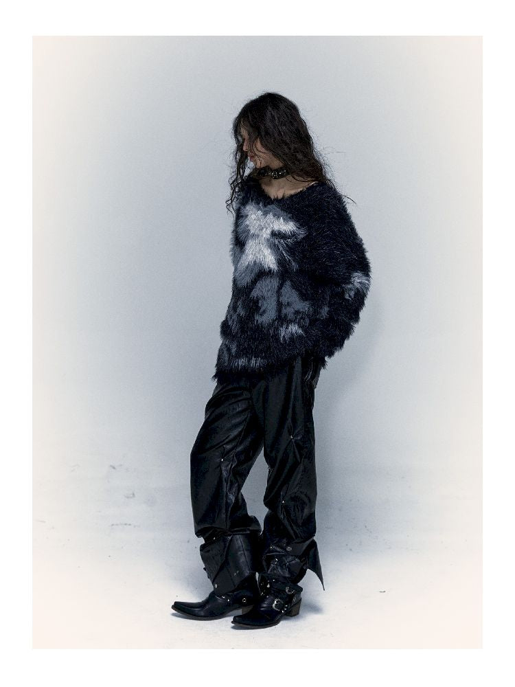Kunstpelz -Grunge -Pullover