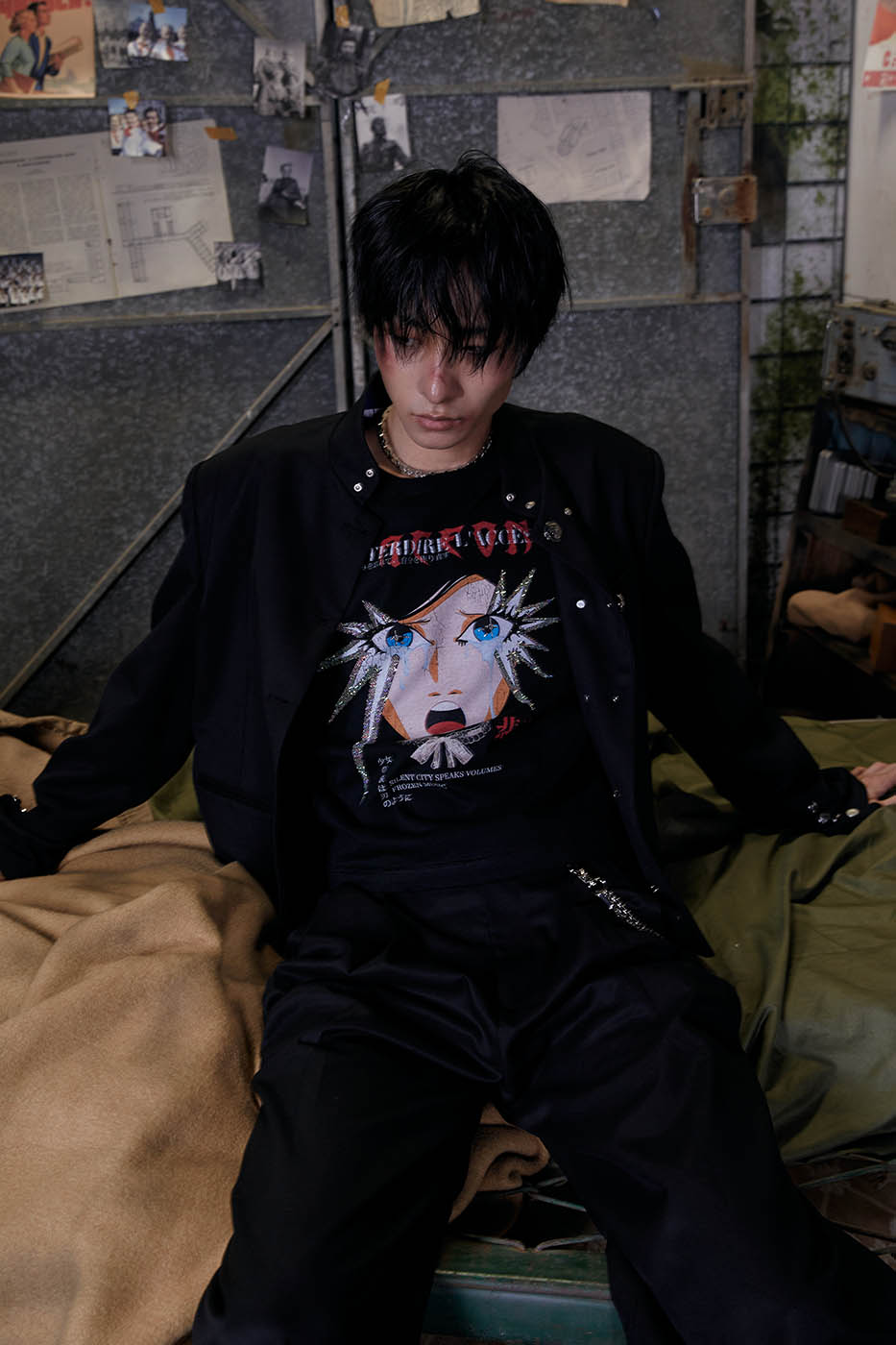 애니메이션 소녀 그래픽 티셔츠