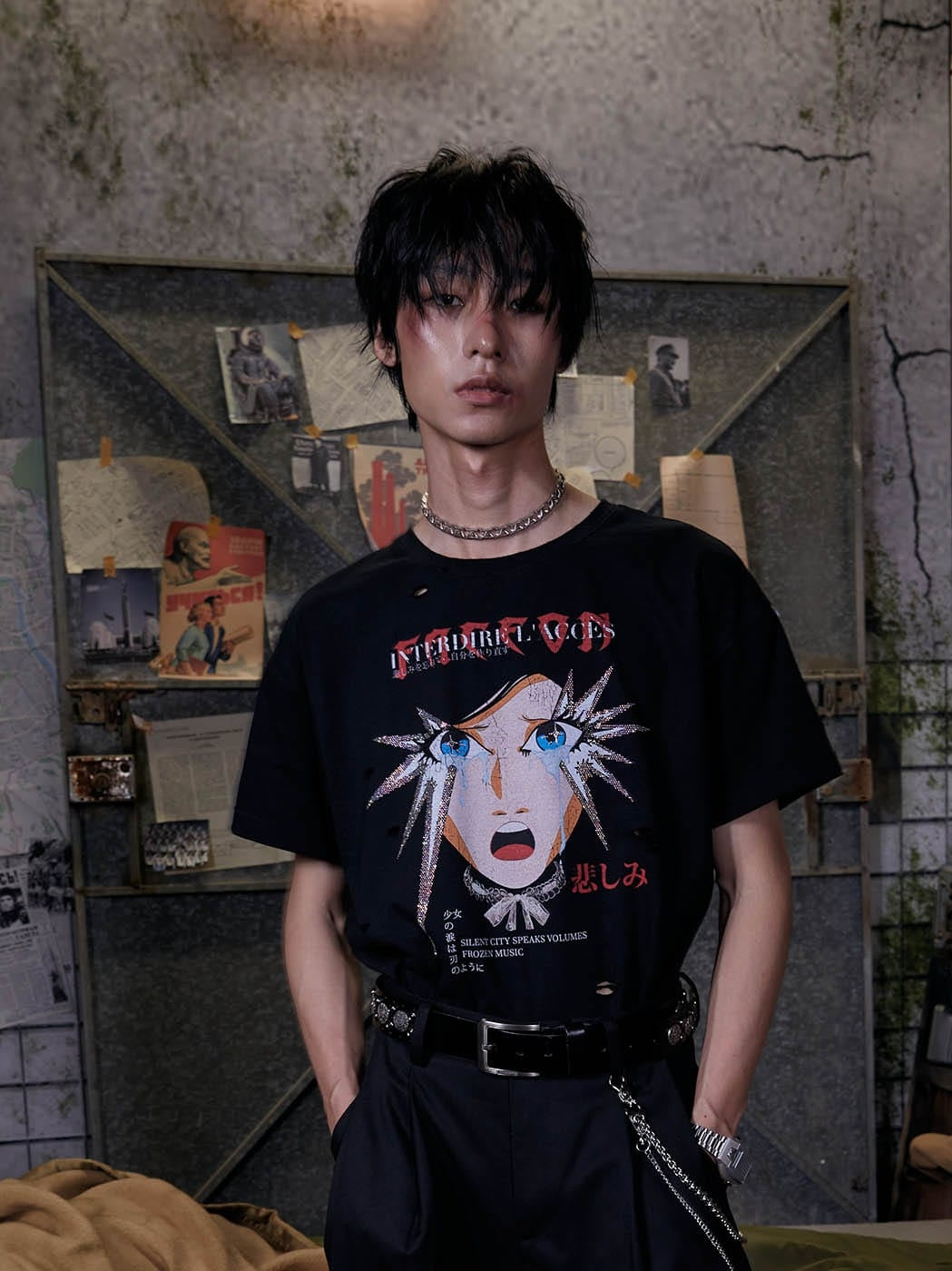 애니메이션 소녀 그래픽 티셔츠