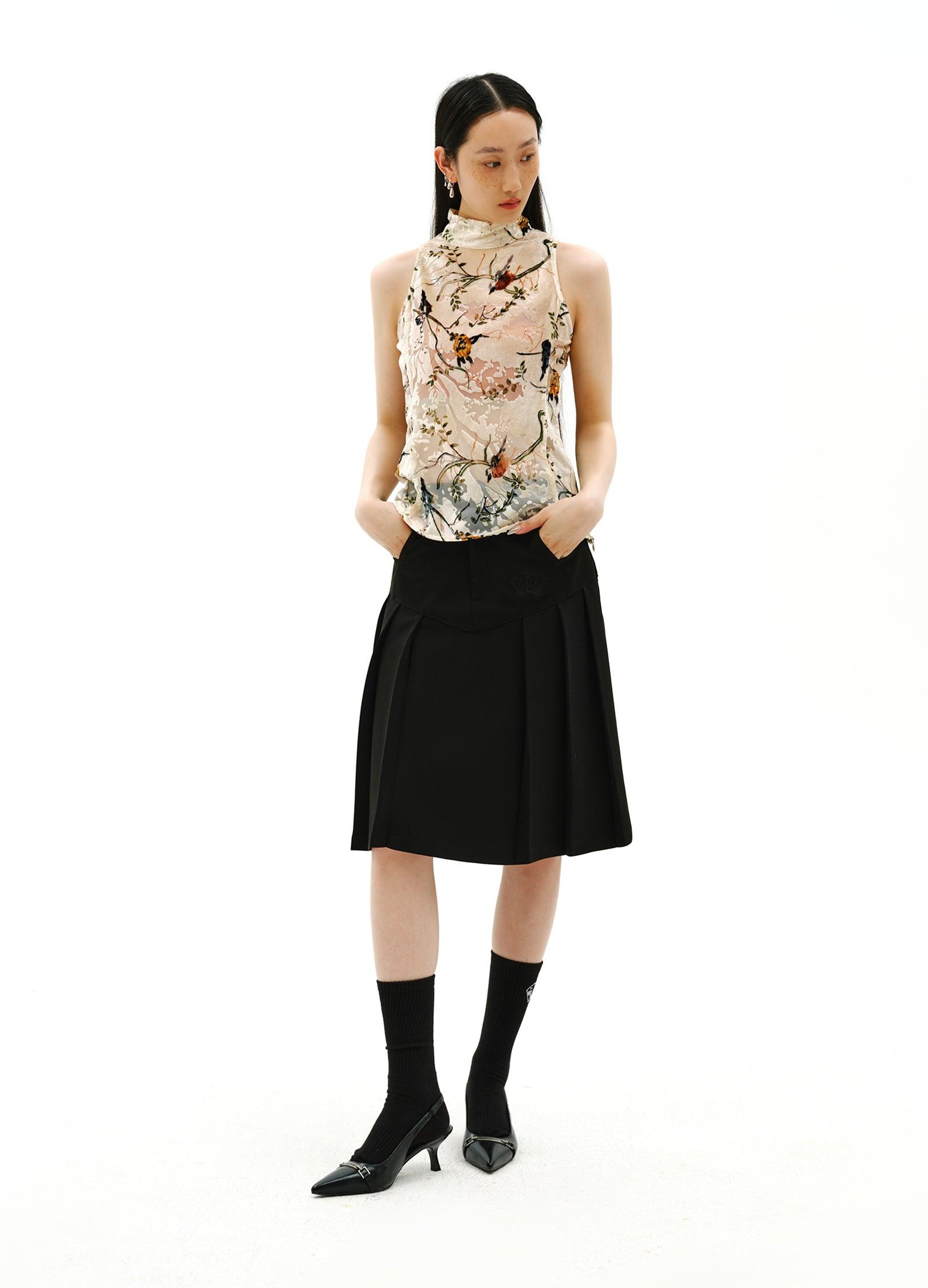 Elegant Floral Mock Neck Top - chiclara