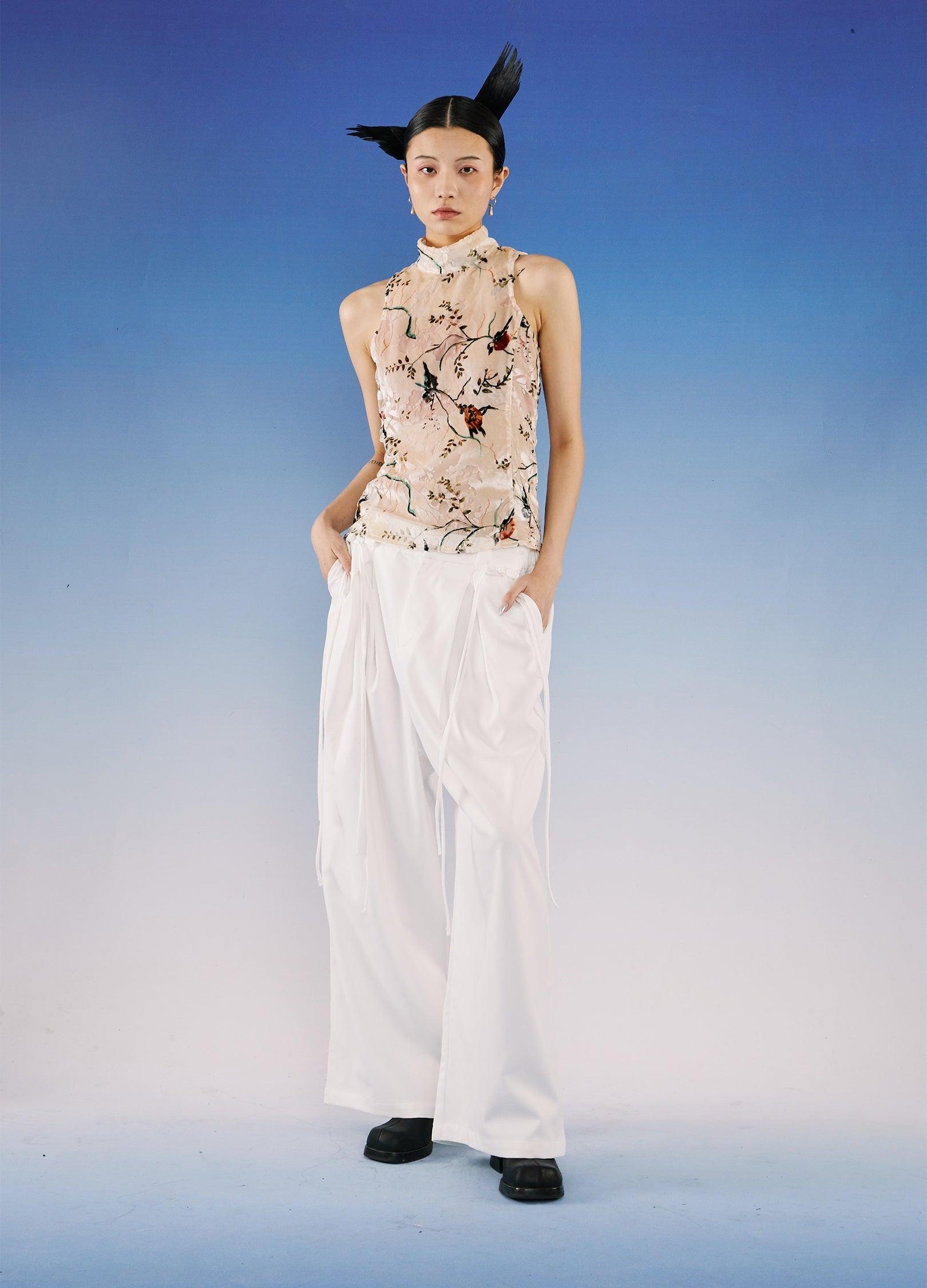 Elegant Floral Mock Neck Top - chiclara