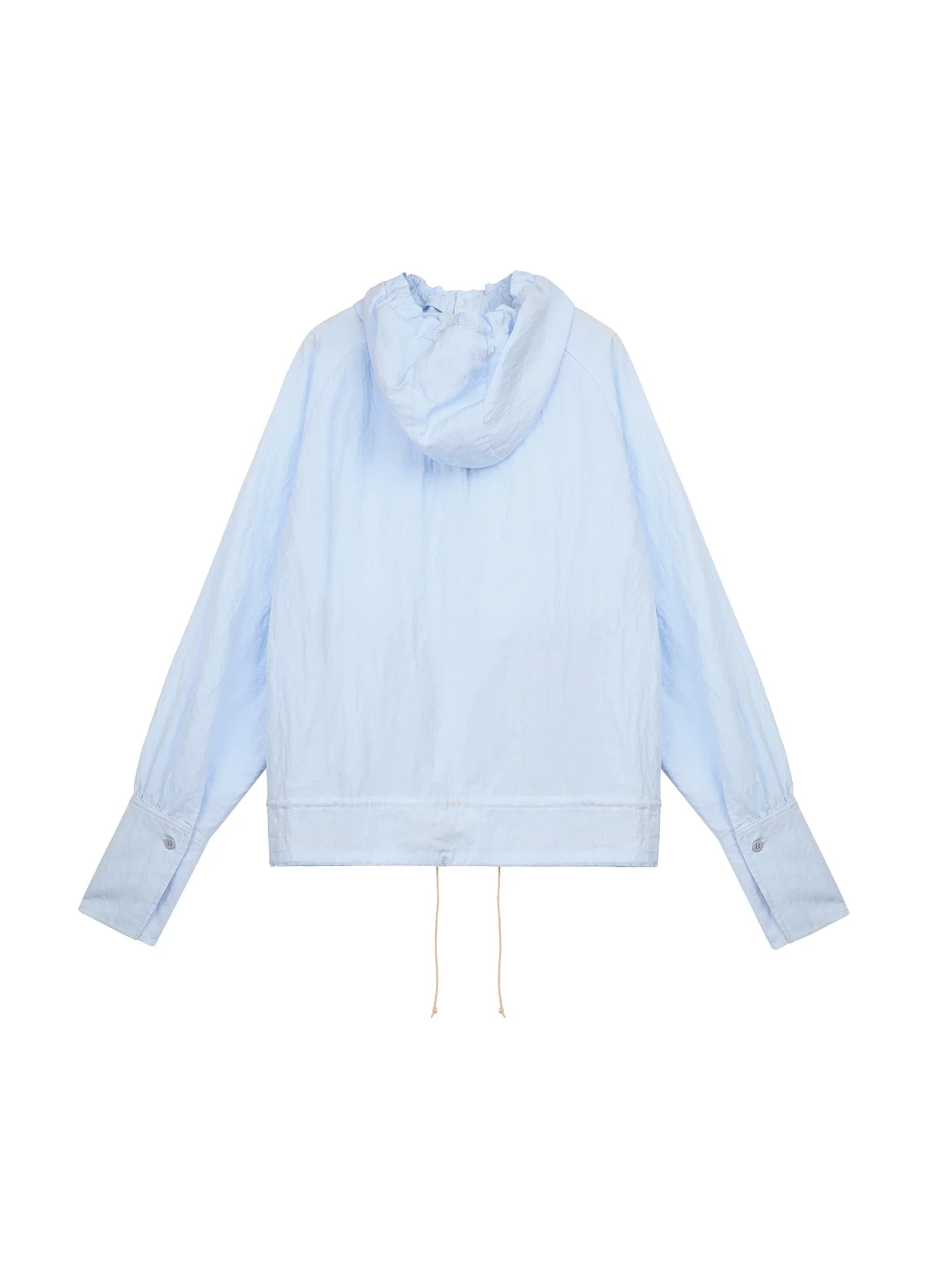 Pleated-Hood Drawstring Shirt