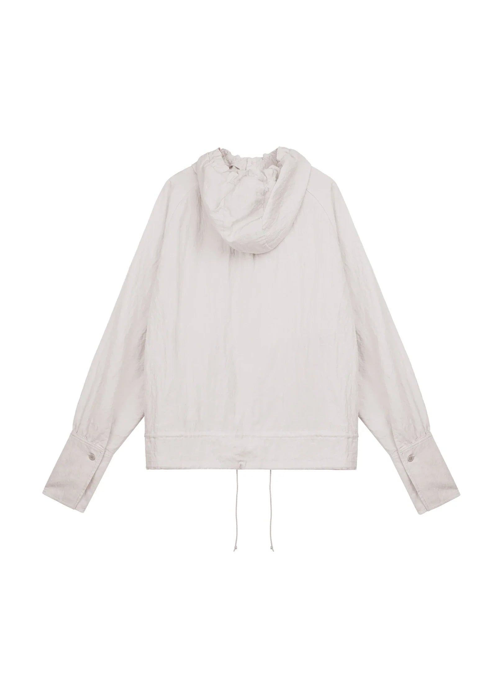 Pleated-Hood Drawstring Shirt