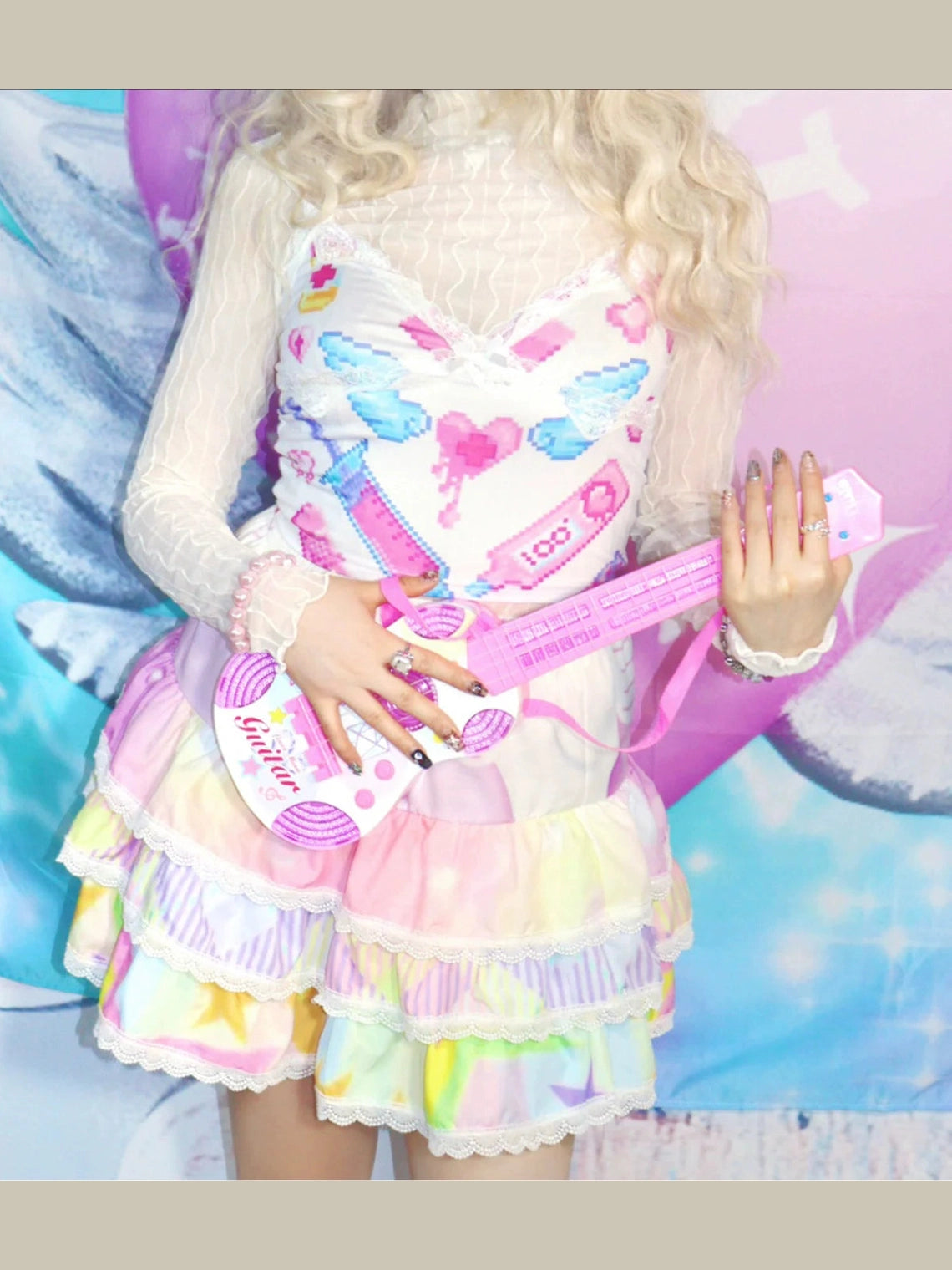 Rainbow Gummy Bear Tiered Mini Skirt